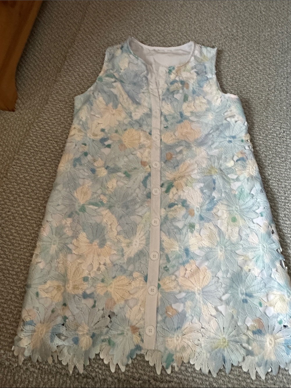 SHEIN Pastel Blue & Cream Floral Lace Mini Dress